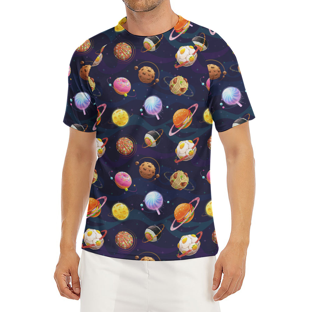 Food Planets Pattern Print Men's Short Sleeve Rash Guard