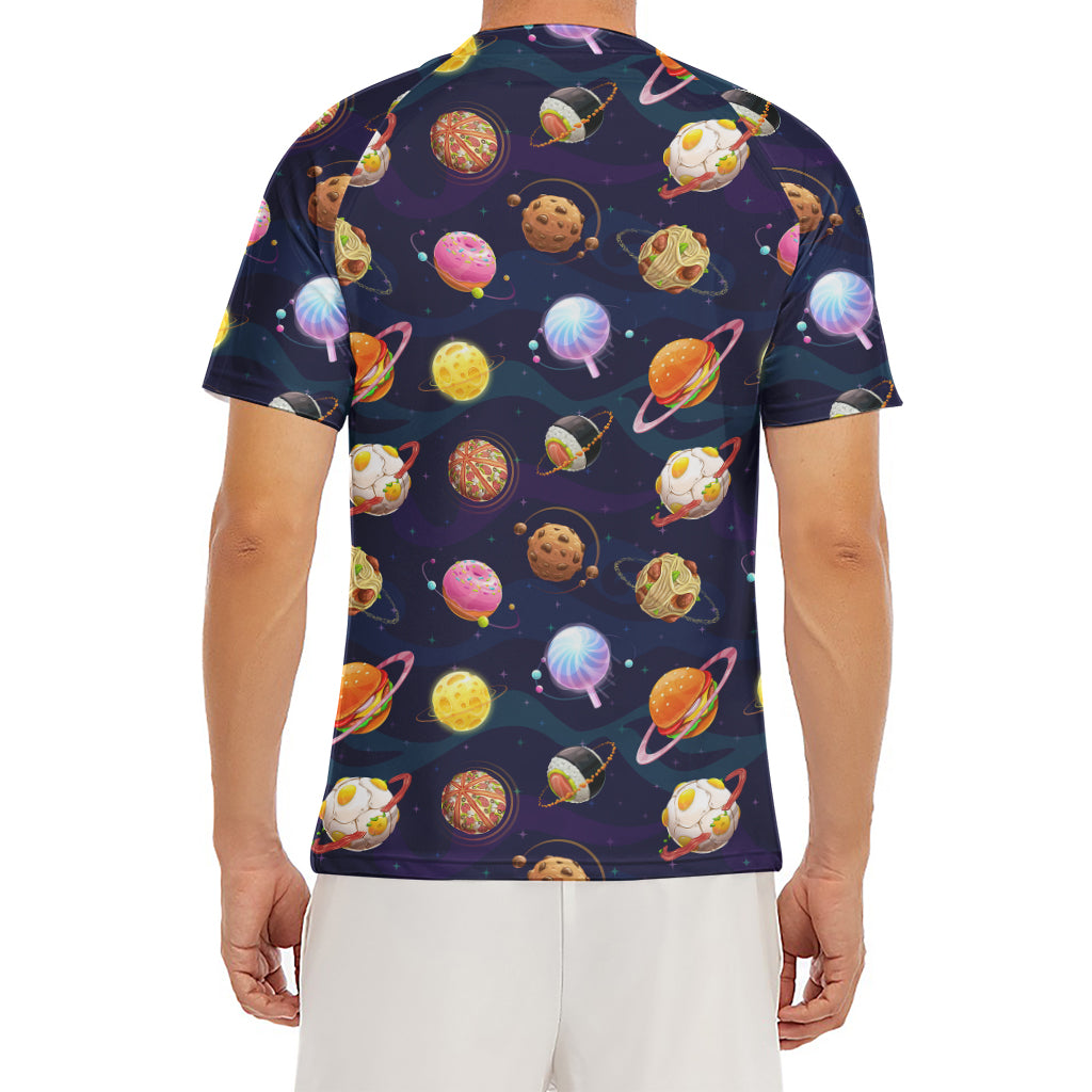 Food Planets Pattern Print Men's Short Sleeve Rash Guard