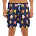 Food Planets Pattern Print Men's Split Running Shorts