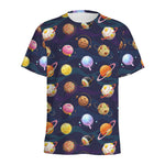 Food Planets Pattern Print Men's Sports T-Shirt