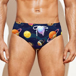 Food Planets Pattern Print Men's Swim Briefs
