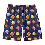 Food Planets Pattern Print Men's Swim Trunks