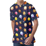 Food Planets Pattern Print Men's Velvet T-Shirt