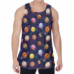 Food Planets Pattern Print Men's Velvet Tank Top