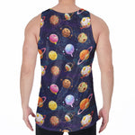 Food Planets Pattern Print Men's Velvet Tank Top