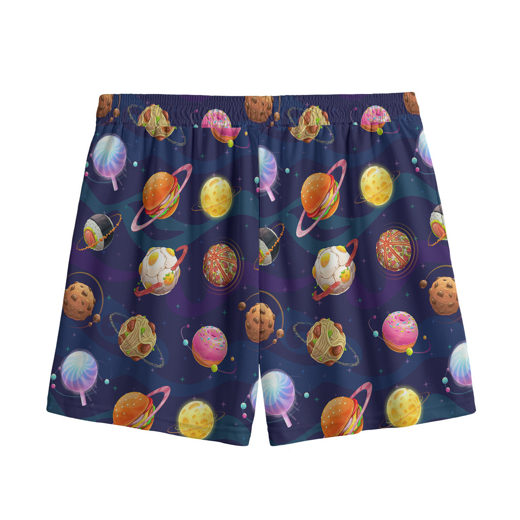 Food Planets Pattern Print Mesh Shorts