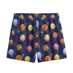 Food Planets Pattern Print Mesh Shorts