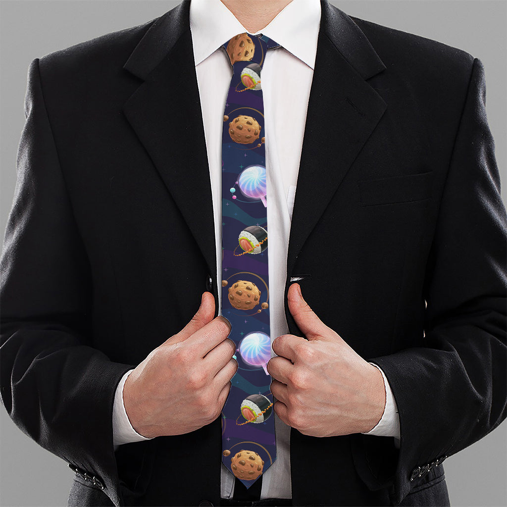 Food Planets Pattern Print Necktie