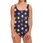 Food Planets Pattern Print One Piece Swimsuit