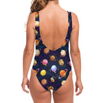 Food Planets Pattern Print One Piece Swimsuit