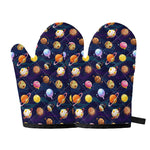 Food Planets Pattern Print Oven Mitts