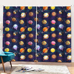 Food Planets Pattern Print Pencil Pleat Curtains