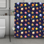 Food Planets Pattern Print Polyester Shower Curtain