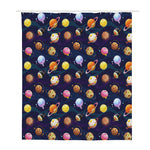 Food Planets Pattern Print Polyester Shower Curtain