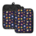 Food Planets Pattern Print Pot Holders With Pocket
