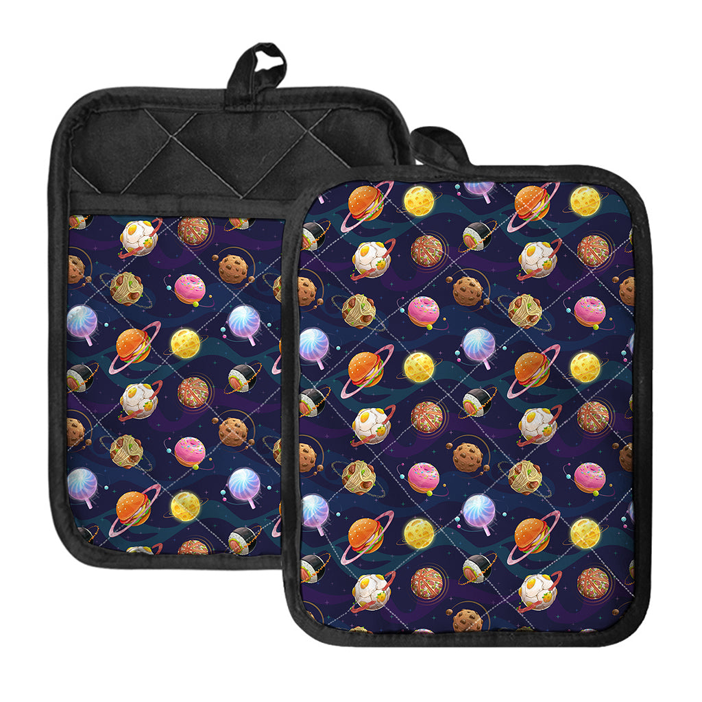 Food Planets Pattern Print Pot Holders With Pocket