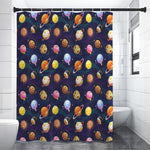 Food Planets Pattern Print Premium Shower Curtain