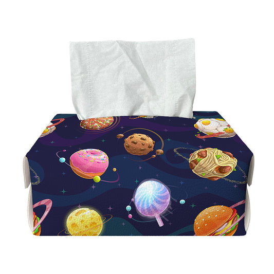 Food Planets Pattern Print Rectangle Tissue Box Cover