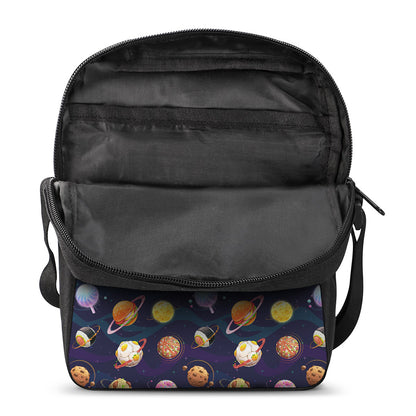 Food Planets Pattern Print Rectangular Crossbody Bag