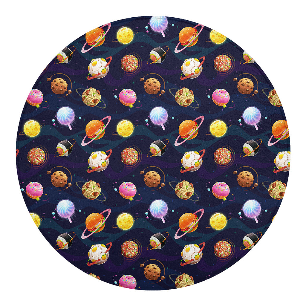 Food Planets Pattern Print Round Blanket