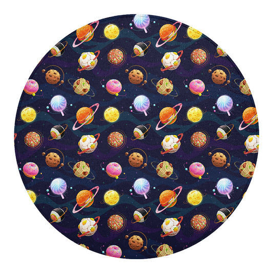Food Planets Pattern Print Round Blanket