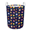Food Planets Pattern Print Round Laundry Basket