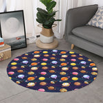 Food Planets Pattern Print Round Rug