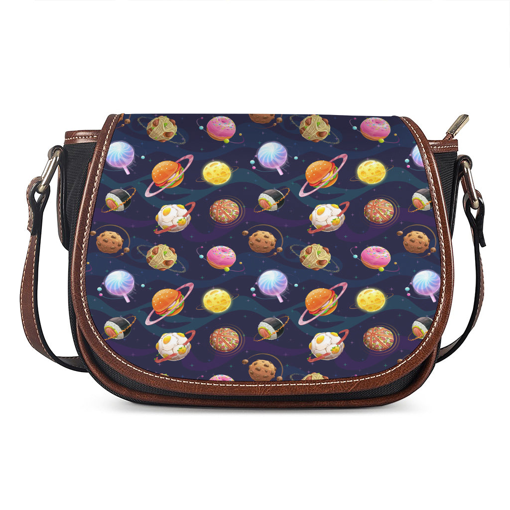 Food Planets Pattern Print Saddle Bag