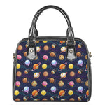 Food Planets Pattern Print Shoulder Handbag