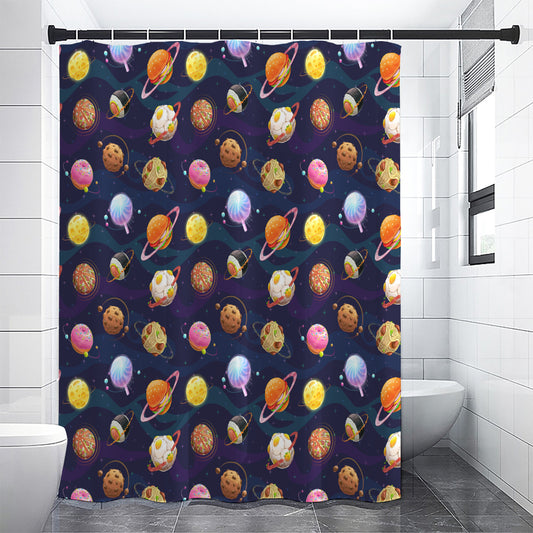 Food Planets Pattern Print Shower Curtain