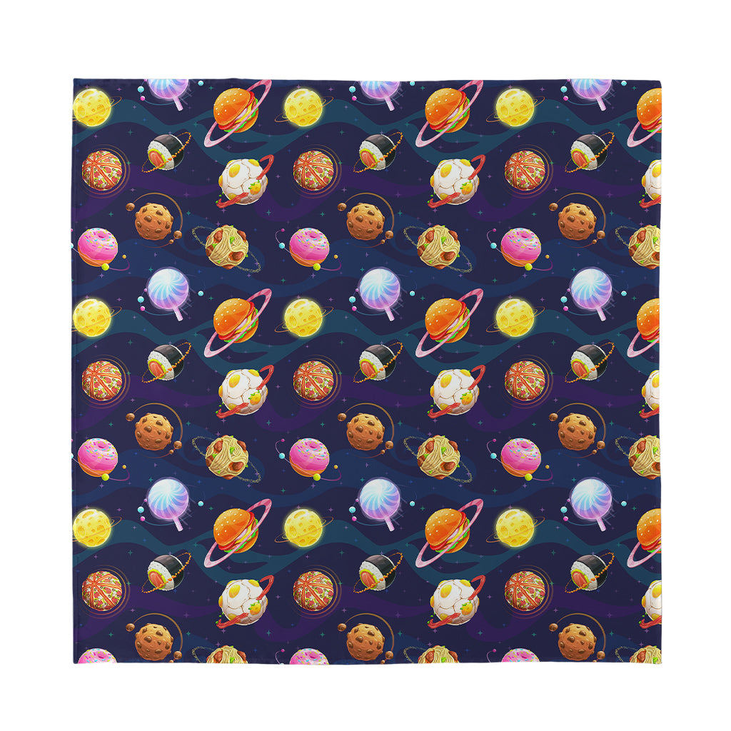 Food Planets Pattern Print Silk Bandana