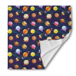 Food Planets Pattern Print Silk Bandana