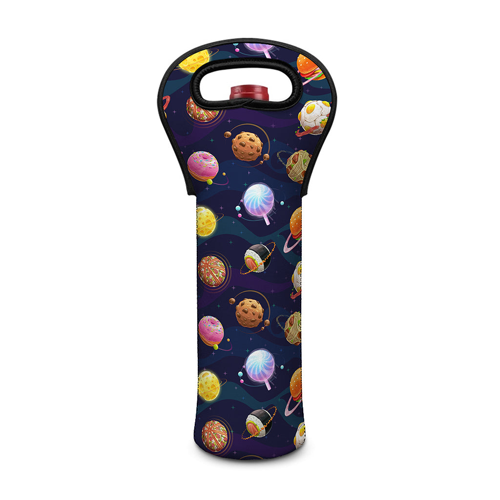 Food Planets Pattern Print Single Neoprene Wine Tote