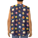 Food Planets Pattern Print Sleeveless Baseball Jersey