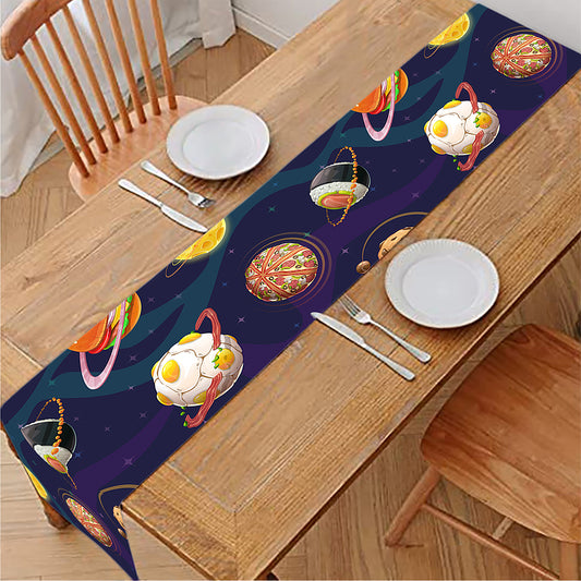Food Planets Pattern Print Table Runner