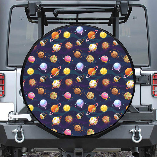 Food Planets Pattern Print Tire Cover