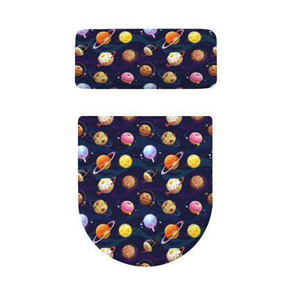 Food Planets Pattern Print Toilet Lid And Tank Cover Set