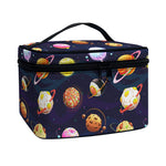 Food Planets Pattern Print Travel Makeup Bag