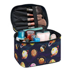 Food Planets Pattern Print Travel Makeup Bag