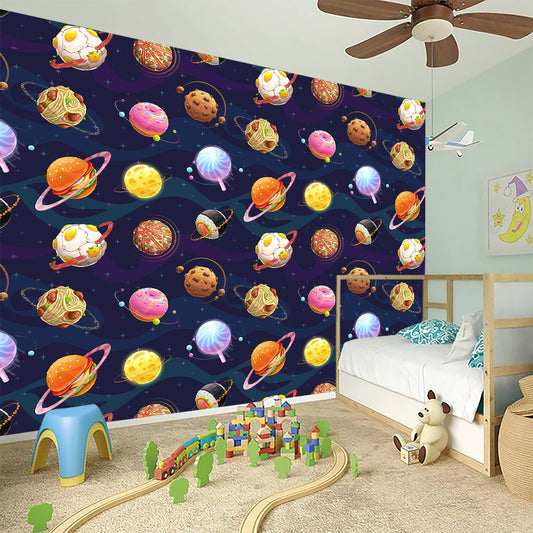 Food Planets Pattern Print Wall Sticker