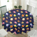 Food Planets Pattern Print Waterproof Round Tablecloth