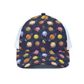 Food Planets Pattern Print White Mesh Trucker Hat