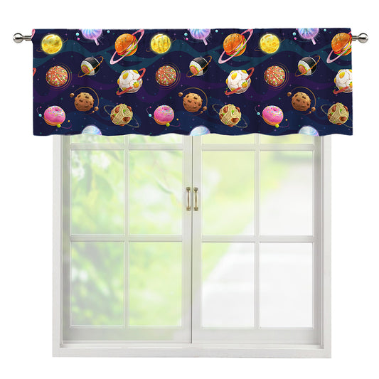 Food Planets Pattern Print Window Valance