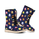 Food Planets Pattern Print Winter Boots