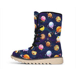 Food Planets Pattern Print Winter Boots