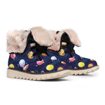 Food Planets Pattern Print Winter Boots