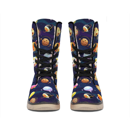Food Planets Pattern Print Winter Boots