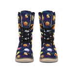 Food Planets Pattern Print Winter Boots