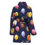 Food Planets Pattern Print Women's Bathrobe