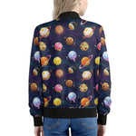 Food Planets Pattern Print Women's Bomber Jacket